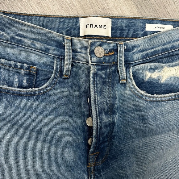 FRAME Le Original Jeans Bluejay Rips Size 24 - Picture 3 of 7